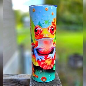 20 oz skinny tumbler frog design